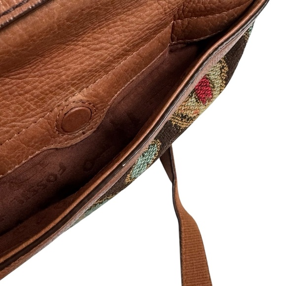 Fossil Boho Tapestry Maddox Distressed Crossbody Bag Satchel Briefcase Saddlebag - Picture 14 of 16